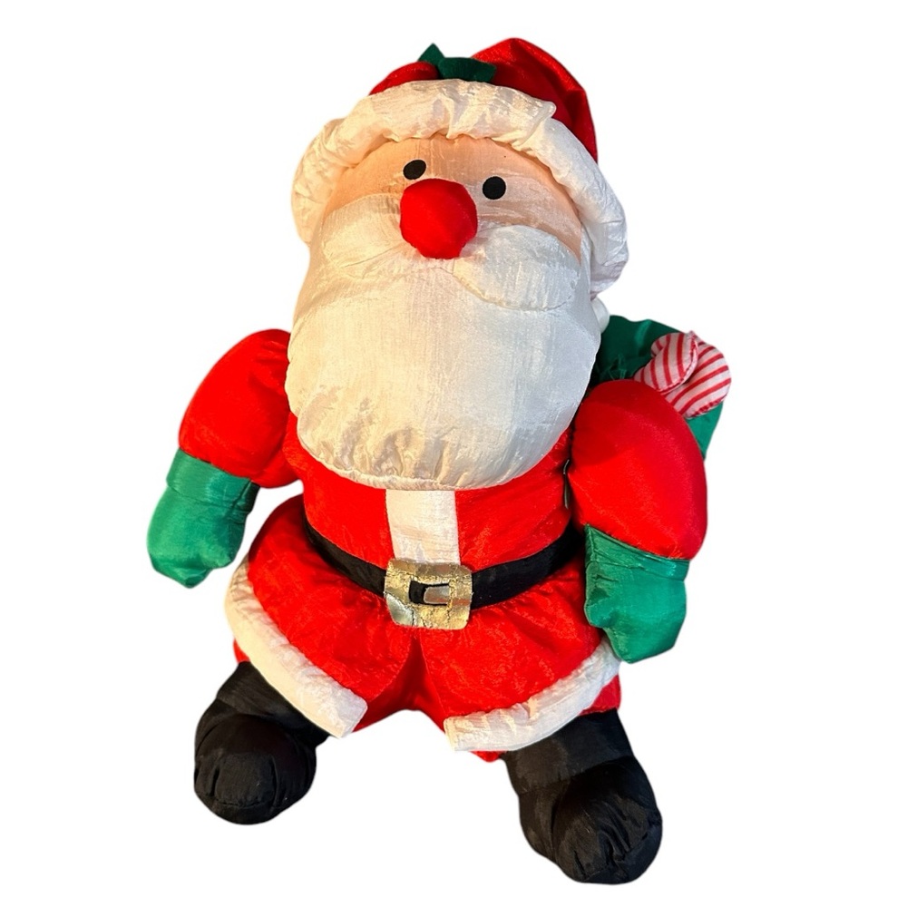 Vintage International Silver Co  Parachute Santa Claus Nylon 15" Stuffed 1990's